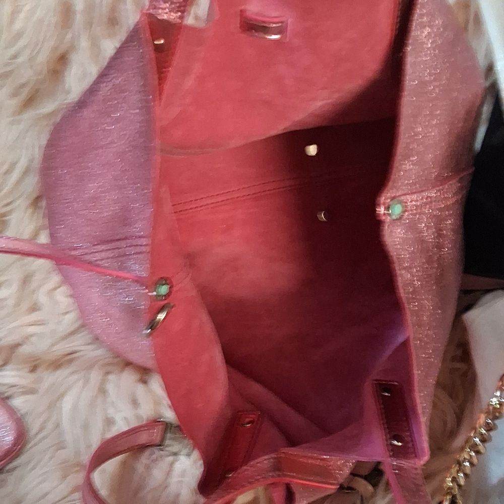 NWOT TIFFANY & CO  Pink Women's Reversible Suede And Pink Metallic Bag - Picture 7 of 13
